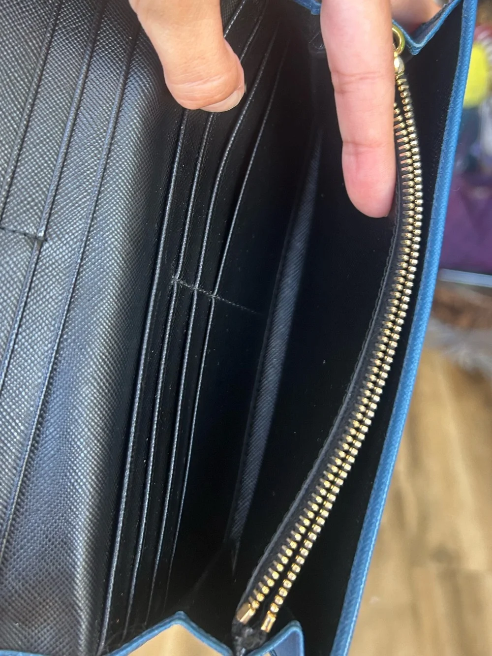 Prada Wallet Saffiano Double in Cobalt